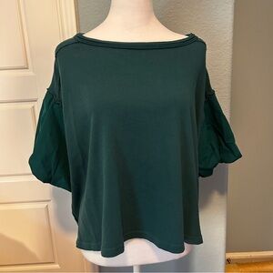 We The Free Teal Green Blossom Tee Balloon Sleeved Oversized Size XS